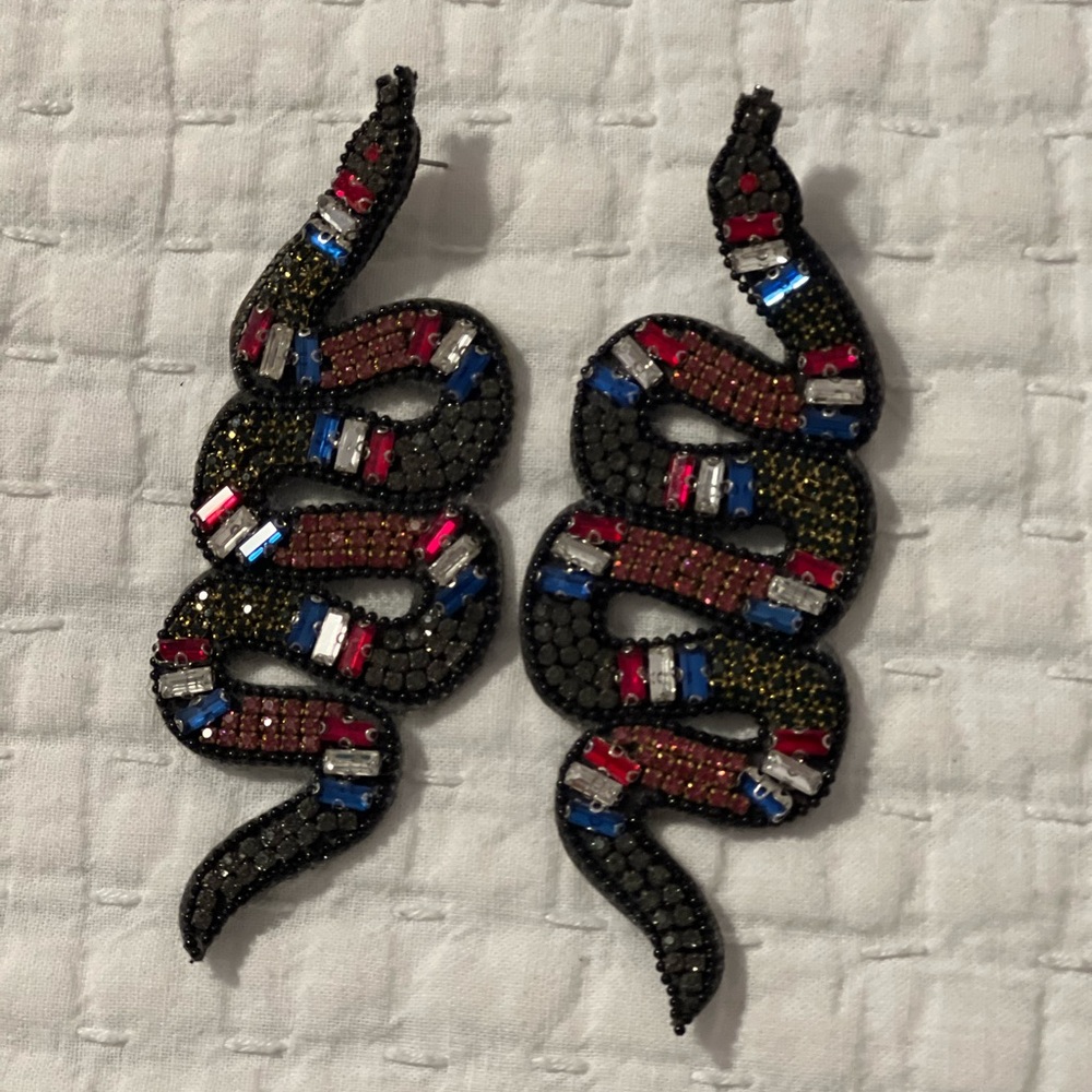 Diamond snake earrings